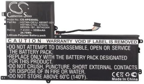 بطارية 3350 مللي أمبير/7.4 فولت متوافقة مع HP AT02025XL، D3H85UT، D7X24PA، ElitePad 900، ElitePad 900 G1، تناسب P/N: AT02XL، D3H85UT، D7X24PA، HSTNN-C75C، HSTNN-DB3U، HSTNN-IB3U in Kuwait