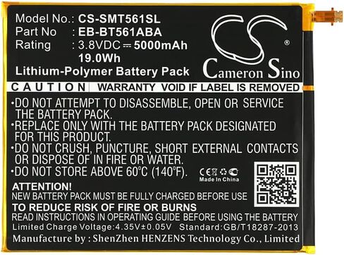 بطارية 5000 مللي أمبير/3.8 فولت متوافقة مع Samsung Galaxy Tab E Nook Edition 9.6، SM-T560، SM-T561، SM-T565، تناسب P/N: EB-BT561ABA، EB-BT561ABE in Kuwait
