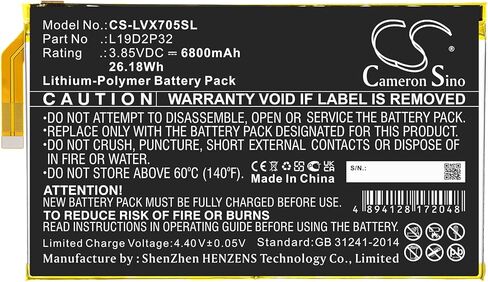 6800mAh/3.85V Battery Compatible with LEN0VO Yoga Smart Tab, YT-X705F, fit P/N: L19D2P32 in Kuwait