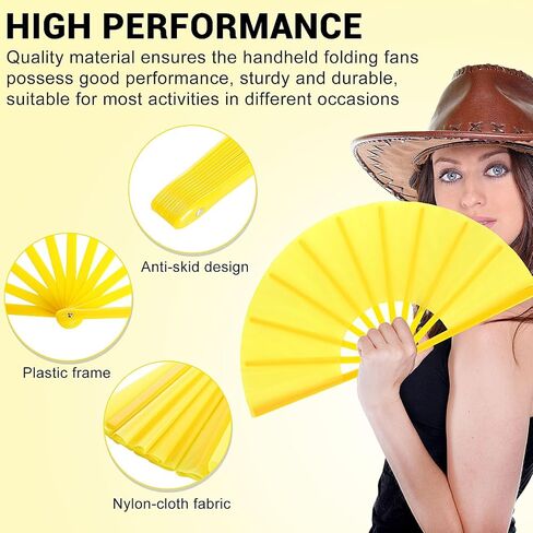 Blulu Large Folding Fan for Line Dancing Big Silk Handheld Clapping Popping Fan Boots on The Ground for Men Women(classic Style, Navy, 13 Inch) in Saudi Arabia