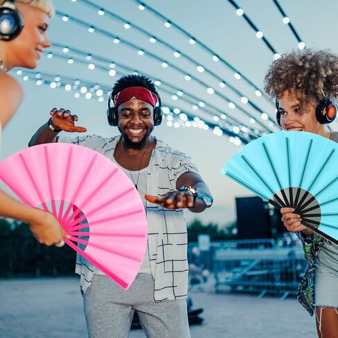 Blulu Large Folding Fan for Line Dancing Big Silk Handheld Clapping Popping Fan Boots on The Ground for Men Women(classic Style, Navy, 13 Inch) in Saudi Arabia