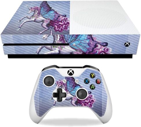 غلاف MightySkins من ألياف الكربون لجهاز Microsoft Xbox One S - Ice Fairy | لمسة نهائية واقية ومتينة من ألياف الكربون | سهل التطبيق والإزالة وتغيير الأنماط | صنع في الولايات المتحدة الأمريكية in Saudi Arabia