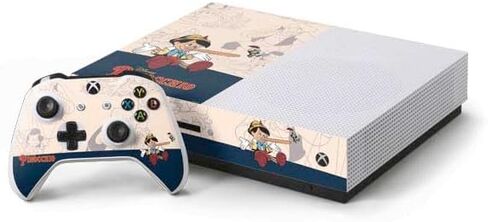 ملصق Skinit المخصص للألعاب متوافق مع وحدة التحكم Xbox One S وحزمة وحدة التحكم - تصميم Disney Pinocchio وJiminy Cricket المرخص رسميًا in Saudi Arabia