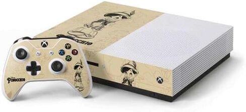 ملصق Skinit المخصص للألعاب متوافق مع وحدة تحكم Xbox One S وحزمة وحدة التحكم - تصميم بورتريه لرسومات Disney Pinocchio المرخصة رسميًا in Saudi Arabia