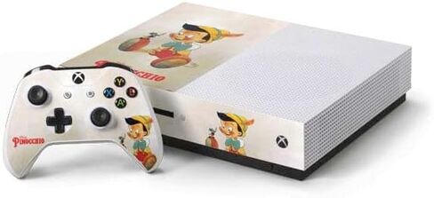 ملصق Skinit المخصص للألعاب متوافق مع وحدة تحكم Xbox One S وحزمة وحدة التحكم - تصميم صورة مرخص رسميًا من Disney Pinocchio Vintage in Saudi Arabia