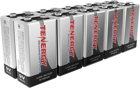 Tenergy 9V 600mAh Li-ion Rechargeable Batteries, 10 Pack in Saudi Arabia