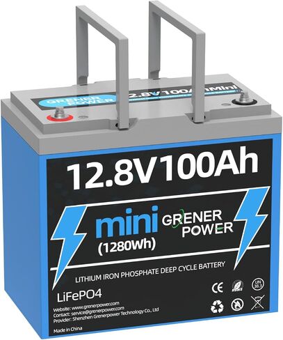 12.8V 100Ah Mini LiFePO4 Lithium Battery, Smaller than Group 24 Battery, Built-in 100A BMS, Up to 4P4S, Max.1280Wh Energy 100Ah LiFePO4 Battery, Perfect for Trolling Motors, Solar, RV, VAN in Saudi Arabia