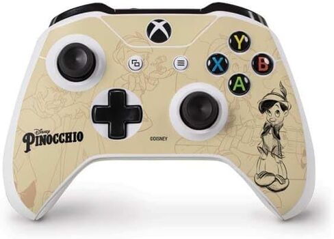 ملصق Skinit المخصص للألعاب متوافق مع وحدة تحكم Xbox One S - تصميم بورتريه لرسومات Disney Pinocchio المرخصة رسميًا in Saudi Arabia