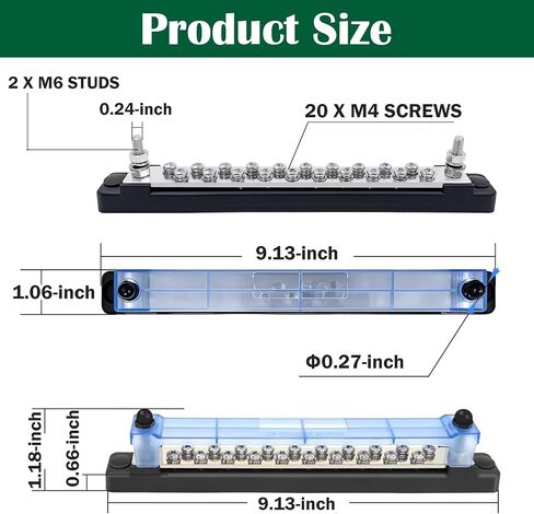 20 Power/Ground Distribution Block Automotive Bus Bar 12V Marine 2PK in Kuwait