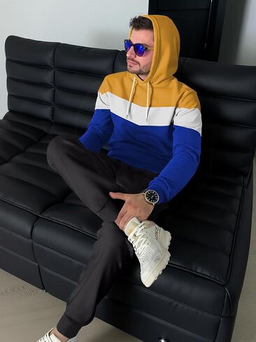 Jmierr Men's Hoodie Tracksuit 2 قطع مجموعة ألوان حداثة بلوك Pullover Fleece Hoodies طويلة الأكمام in Kuwait