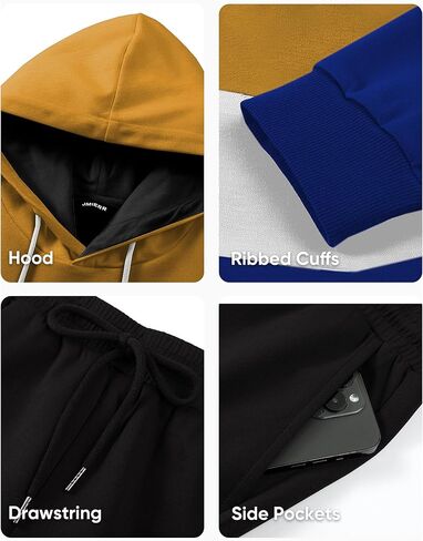 Jmierr Men's Hoodie Tracksuit 2 قطع مجموعة ألوان حداثة بلوك Pullover Fleece Hoodies طويلة الأكمام in Kuwait