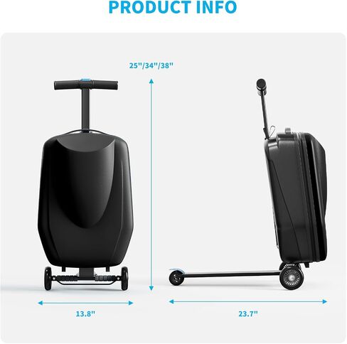Scooter Hardshell Kids' Luggage, Foldable Carry on Kids Suitcase with Telescopic Handle for Travel, Multifunctional Ride On Lightweight Luggage with Wheels, Light Blue in Saudi Arabia