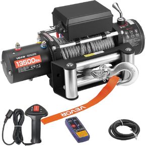 VEVOR Electric Winch, 12000 lbs Load Capacity, 12V DC Truck Winch with Φ0.36 in x 80 ft Steel Rope, Wireless & Wired Remote Control, IP55 Waterproof for Towing SUV Jeep Trailer Boat Off-Road Vehicle in Saudi Arabia