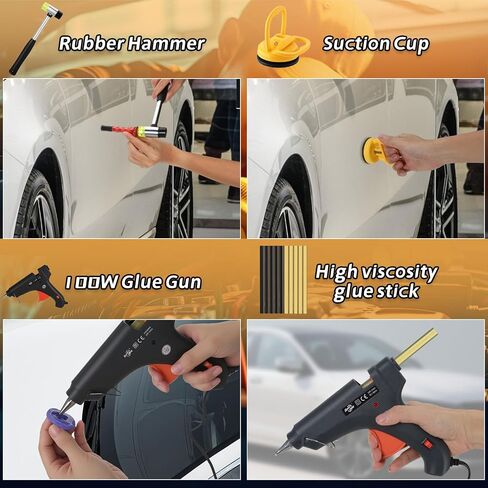 Car Dent Puller Kit, 45Pcs Body Repair Tools Paintless Dent Removal Tool with Adjustable Dent Lifter & Bridge Puller, Hail Damage Repair Kit for Car Refrigerator Door Ding in Saudi Arabia