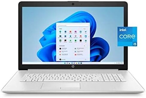 2022 HP كمبيوتر محمول 17.3 بوصة FHD IPS، معالج Intel Core i5-1135G7، ذاكرة الوصول العشوائي 8 جيجابايت، 512 جيجابايت SSD، لوحة مفاتيح بإضاءة خلفية، Intel Iris Xe Graphics، HDMI، WiFi، كاميرا ويب، Windows 11 Home، فضي، دعم IFT لمدة أسبوعين in Kuwait
