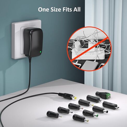 Basicvolt Universal AC/DC Adapter 41W Switching Power Supply Charger with 5V 1A USB Port, Replacement Power Cord for 6V 9V 12V 15V 18V 20V 24V Household Electronics - 1500mA Max in Kuwait