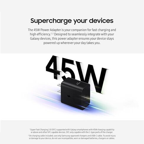 SAMSUNG 25W Wall Charger Power Adapter, Cable Not Included, Super Fast Charging, Compact Design, Compatible with Galaxy and USB Type C Devices, Black in Kuwait