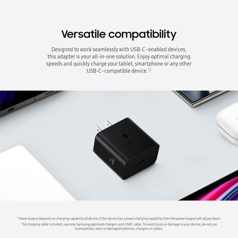 SAMSUNG 25W Wall Charger Power Adapter, Cable Not Included, Super Fast Charging, Compact Design, Compatible with Galaxy and USB Type C Devices, Black in Kuwait