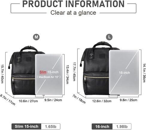 Kah&Kee Leather Backpack for Women and Men 16-inch Laptop Bag | Teacher Professional, Diaper Bag Backpack, Ideal for Work, School, Nurse, College & Travel in Saudi Arabia
