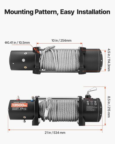 VEVOR Electric Winch, 12000 lbs Load Capacity, 12V DC Truck Winch with Φ0.36 in x 80 ft Steel Rope, Wireless & Wired Remote Control, IP55 Waterproof for Towing SUV Jeep Trailer Boat Off-Road Vehicle in Saudi Arabia