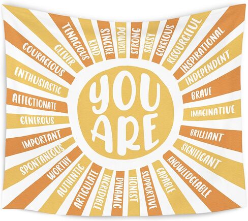 WARDOS Boho Sunshine Tapestry, You Are Inspirational Tapestry Wall Hanging, Colorful Boho Sun Positive Affirmation Wall Blanket Decor for Kids Room Nursery Playroom Classroom, 50x60 Inch in Kuwait