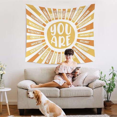 WARDOS Boho Sunshine Tapestry, You Are Inspirational Tapestry Wall Hanging, Colorful Boho Sun Positive Affirmation Wall Blanket Decor for Kids Room Nursery Playroom Classroom, 50x60 Inch in Kuwait
