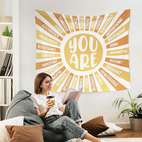 WARDOS Boho Sunshine Tapestry, You Are Inspirational Tapestry Wall Hanging, Colorful Boho Sun Positive Affirmation Wall Blanket Decor for Kids Room Nursery Playroom Classroom, 50x60 Inch in Kuwait