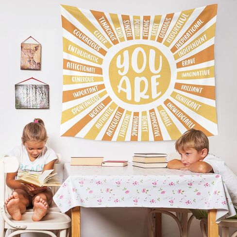 WARDOS Boho Sunshine Tapestry, You Are Inspirational Tapestry Wall Hanging, Colorful Boho Sun Positive Affirmation Wall Blanket Decor for Kids Room Nursery Playroom Classroom, 50x60 Inch in Kuwait