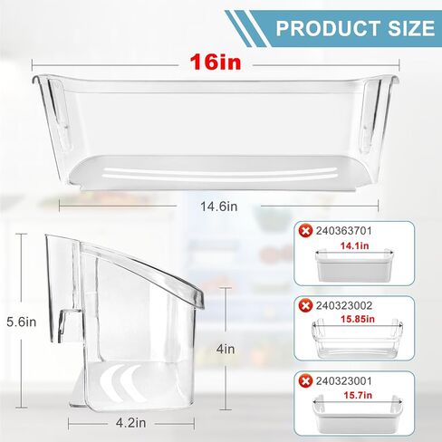 242126602 Refrigerator Door Bin Replacement Part for Elec.trolux and Frigi.daire Refrigerator Door Shelf 4547407 AP6278233 PS12364199 EAP12364199 (2 Pack) in Saudi Arabia