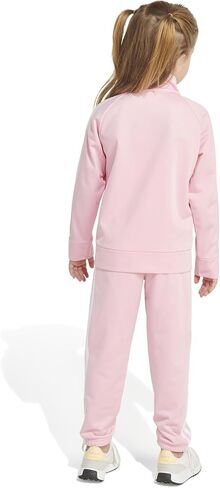 adidas Girls Zip Front Classic Tricot Jacket and Joggers Set, Black With Pink, 6 Plus in Saudi Arabia