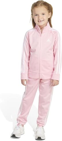 adidas Girls Zip Front Classic Tricot Jacket and Joggers Set, Black With Pink, 6 Plus in Saudi Arabia
