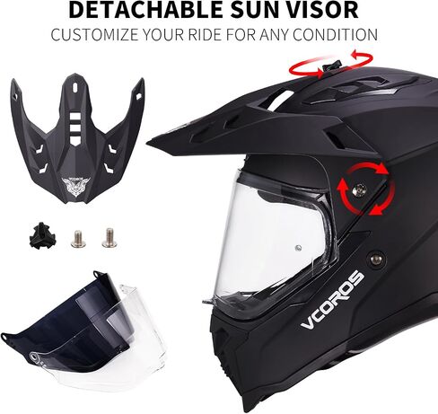Vcoros Adventure Motorcycle Helmet VS-908 ATV Dirt Bike Off Road Motocross Full Face Helmet for البالغين المعتمدين in Saudi Arabia