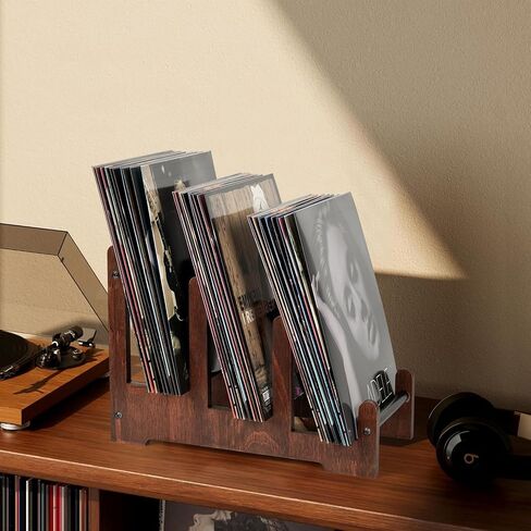 Qilichz Record Holder ، تخزين سجلات فينيل 3 مستويات ، حاملي 60 لتر فينيل ، سجلات Wood Records معروفة للتسجيلات ، تخزين الألبوم لمجلة Book Magazine Vinlys in Kuwait