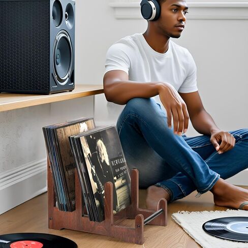 Qilichz Record Holder ، تخزين سجلات فينيل 3 مستويات ، حاملي 60 لتر فينيل ، سجلات Wood Records معروفة للتسجيلات ، تخزين الألبوم لمجلة Book Magazine Vinlys in Kuwait