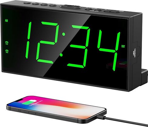 إنذار على مدار الساعة ، 2 إنذارات بصوت عالٍ LED شاشة كبيرة في الساعة الرقمية الأساسية البسيطة مع منفذ شحن USB ، وحجم قابل للتعديل ، وقابل للشفاء ، والغفوة للمكتب العميق للأطفال المسنين. in Saudi Arabia