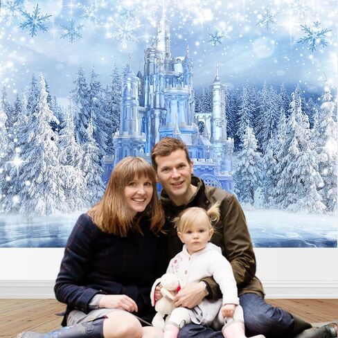 Mocsicka Winter Castle Backdrop Ice Frozen World Winter Wonderland Party Decorations Supplies Snow Happy Birthday Photography Backdrops (8x6ft) in Saudi Arabia