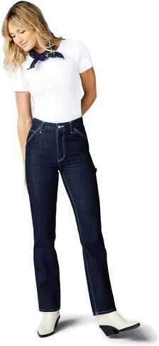 Lee Vintage Modern Women's High Rise Dungaree Ankle Jeans, Vintage Olive Herringbone, Green, 25 in Saudi Arabia