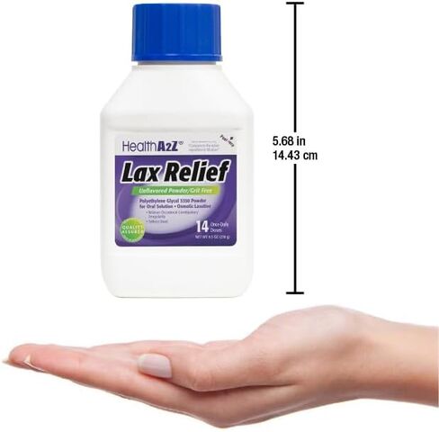 HealthA2Z® Lax Relief | Unflavored Powder/Grit Free | 17.9 OZ (510 g) | Polyethlene Glycol 3350, 17G | Powder for Oral Solution | Osmotic Laxative | Constipational Relief | Softens Stool in Saudi Arabia