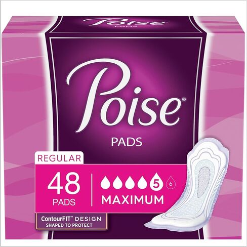 Poise Incontinence Pads, Maximum Absorbency, Long, (Packaging May Vary) 39 Count (Pack of 4) in Saudi Arabia