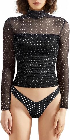 سوكس نساء مزدوج خط الشبكة شباك محصول خزان القمصان وهمية القمصان طويلة الأكمام in Kuwait
