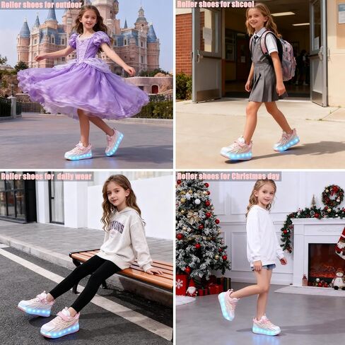 Ylllu Kids LED Roller Skate Shoes مع 4 عجلات تضيء أحذية الأسطوانة هدية للفتيات الفتيات in Kuwait
