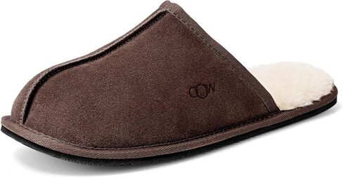 OOW Mens Slippers أصلي من جلد الغزال النعال للرجال مريحين من رغوة الذاكرة الغامضة أحذية في الهواء الطلق in Kuwait