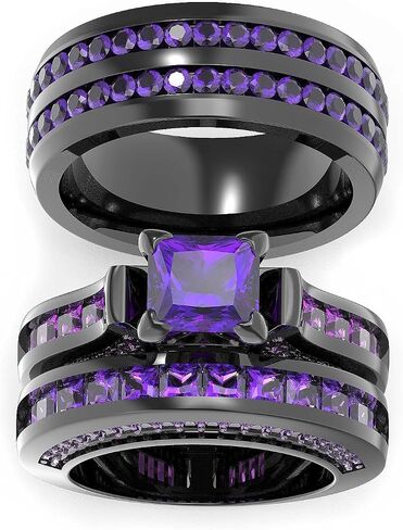 مجموعة خاتم الزفاف من LOVERSRING، مجموعة خواتم الزفاف للنساء من الذهب الأبيض المملوءة بالذهب الأبيض للرجال من تشيكوسلوفاكيا المصنوعة من الفولاذ المقاوم للصدأ in Kuwait