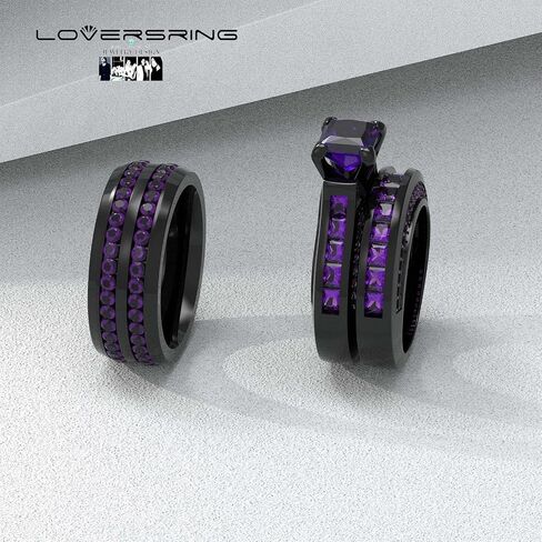 مجموعة خاتم الزفاف من LOVERSRING، مجموعة خواتم الزفاف للنساء من الذهب الأبيض المملوءة بالذهب الأبيض للرجال من تشيكوسلوفاكيا المصنوعة من الفولاذ المقاوم للصدأ in Kuwait