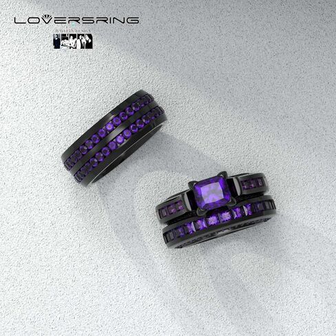 مجموعة خاتم الزفاف من LOVERSRING، مجموعة خواتم الزفاف للنساء من الذهب الأبيض المملوءة بالذهب الأبيض للرجال من تشيكوسلوفاكيا المصنوعة من الفولاذ المقاوم للصدأ in Kuwait
