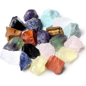 MAIBAOTA 17 Pcs Crystals and Healing Stones 14 Pcs Raw Healing Crystals and Chakra Stones Set Amethyst Rose Quartz Selenite Gemstones Necklace for Meditation Guide for Beginners (with Gift Box) in Saudi Arabia
