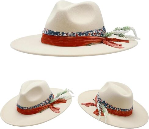 قبعة عتيقة عريضة الحافة فيدورا - قبعة مصنوعة يدويًا للرجال والنساء in Kuwait