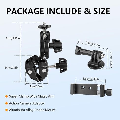 Chelhead Camera Mount Holder UTV ATV, Universal Fits 1'' 1.5'' 1.75'' 2'' Tube Camera Mount Clamp Compatible with oPro Hero, SJ, DJL, Insta360 in Saudi Arabia
