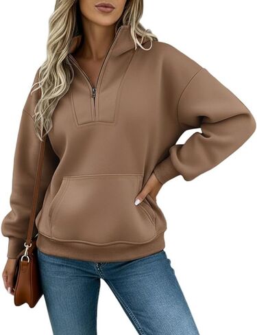 CHICME Women's Oversized Sweatshirts 2025 Side Zipper Long Sleeve Pullover Tops Casual Mock Neck Drop Shoulder Fall Shirts in Saudi Arabia