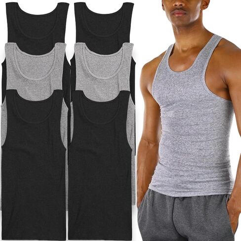 ToBeInStyle Men's Value Pack of Form Fitting Scoop Neck Sleeveless White A-Shirts in Saudi Arabia